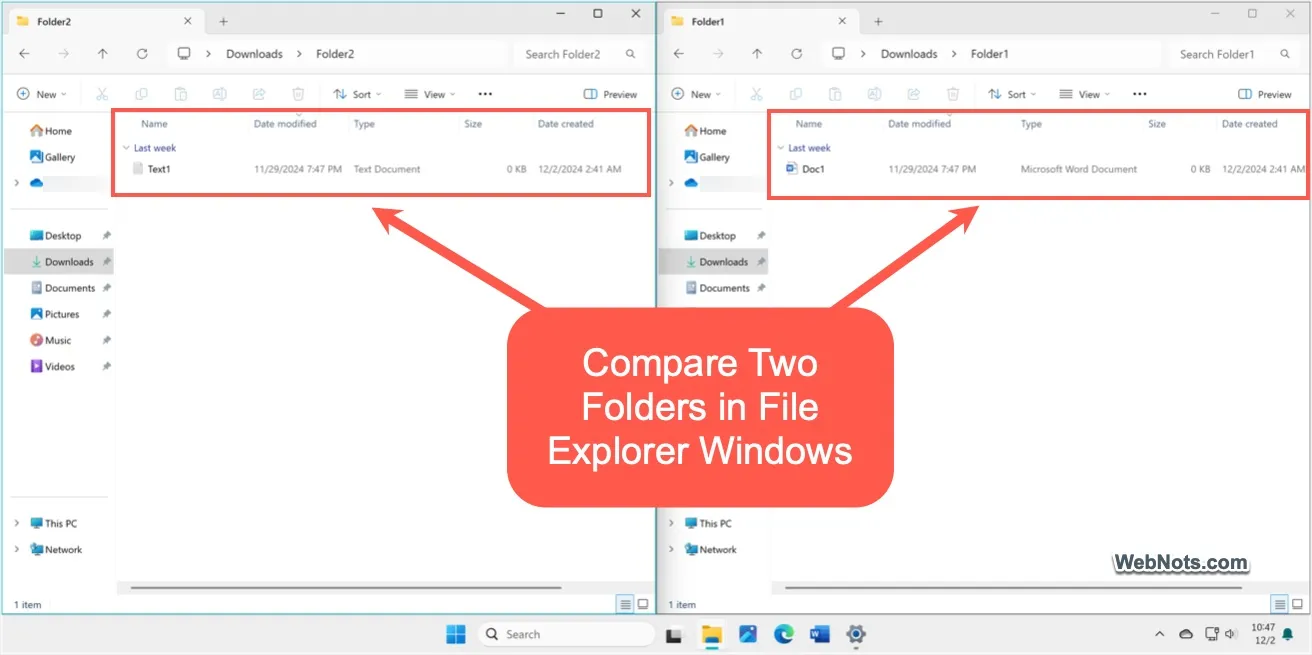 Compare Two Folders in File Explorer