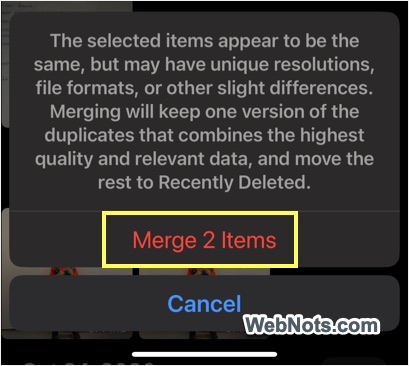 Confirm Merging Photos