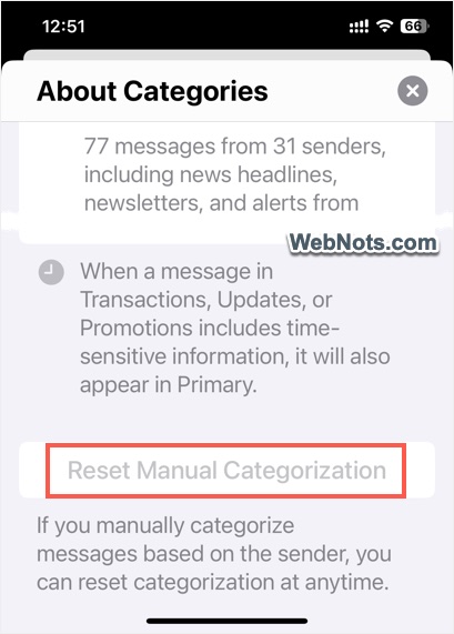 Delete Manual Categorizations