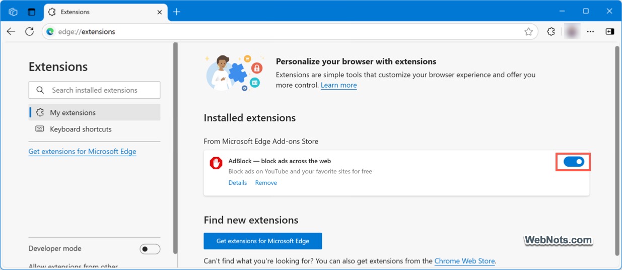 Disable All Edge Extensions