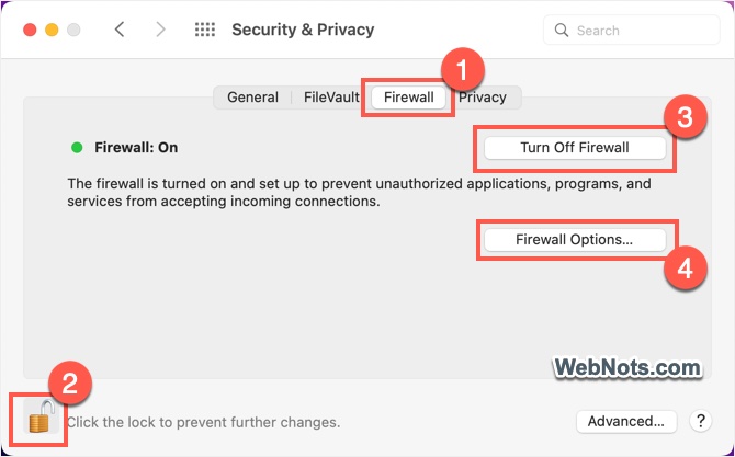 Edit Firewall Screen