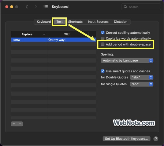 Enable Double-Space for Period