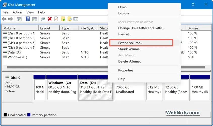 Extend Volume Menu