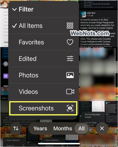 Filter Screenshots