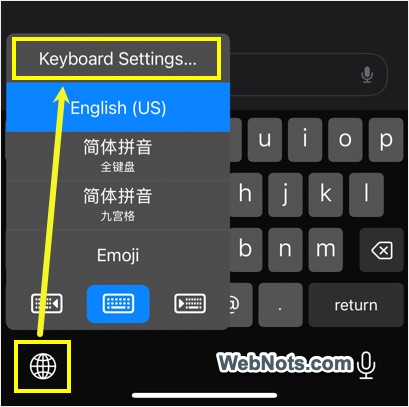 Keyboard Settings Option