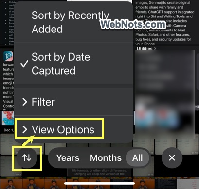 Open View Options