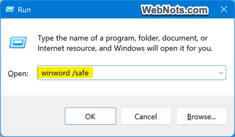 Open Word Safe Mode