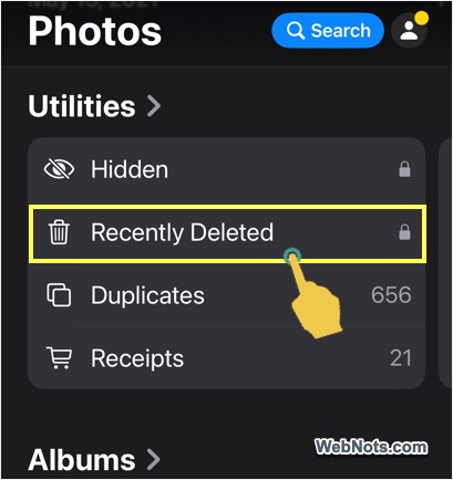 Recently Deleted Section