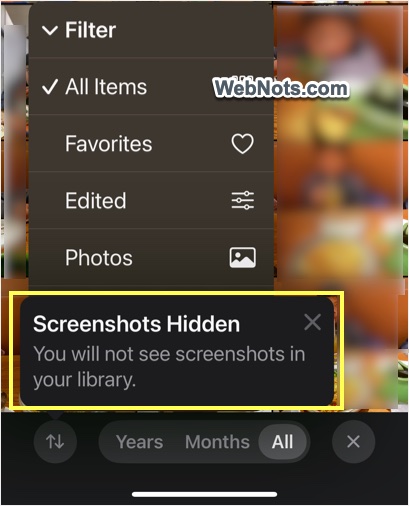 Screenshots Hidden Notification