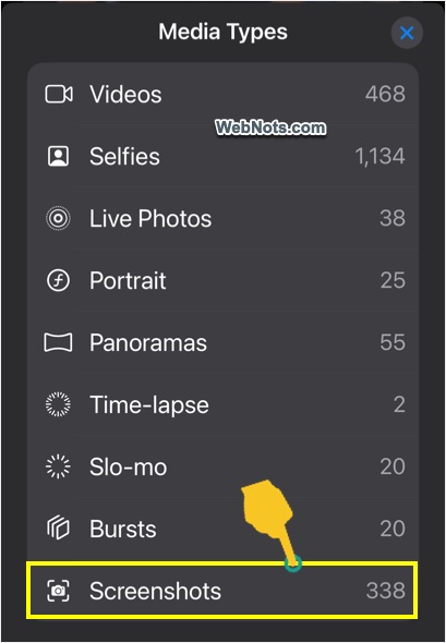 Screenshots Media Types
