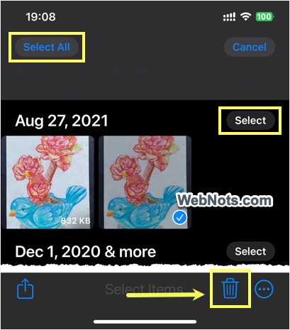Select and Delete Items