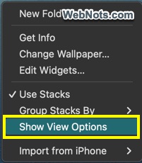 Show View Options for Desktop