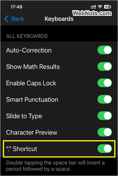 On Double Space in iPhone