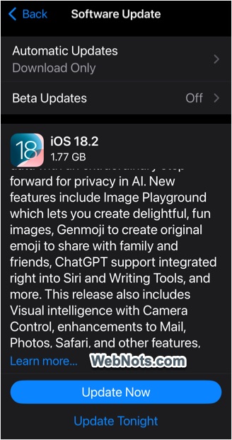Update iOS 18 or Later