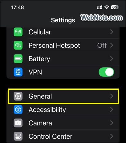 iPhone General Setting