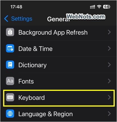 iPhone Keyboard Setting