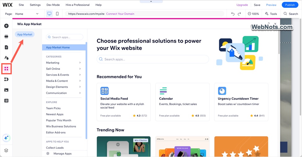 Add Apps from Site Editor