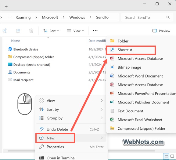 Create New Shortcut
