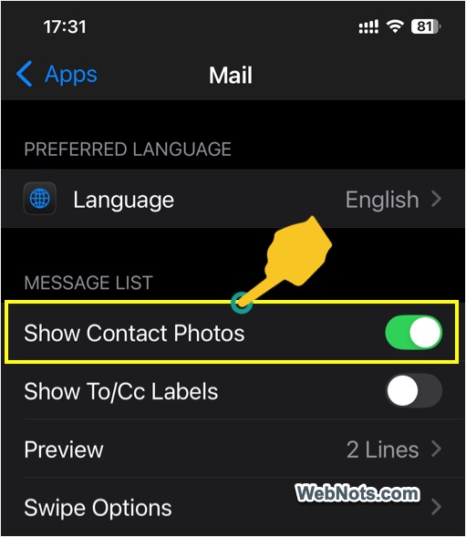 Disable Show Contact Photos