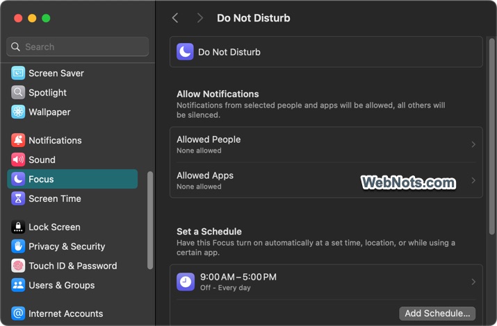 Do Not Disturb Mode in Mac