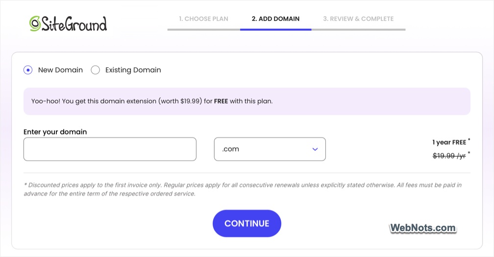 Domain Registration in SiteGraound