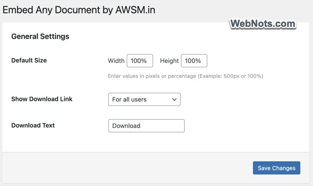 Embed Any Document Settings