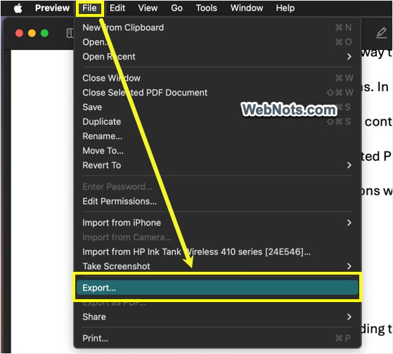 Export Option in Preview