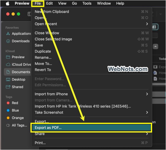 Export as PDF in Preview