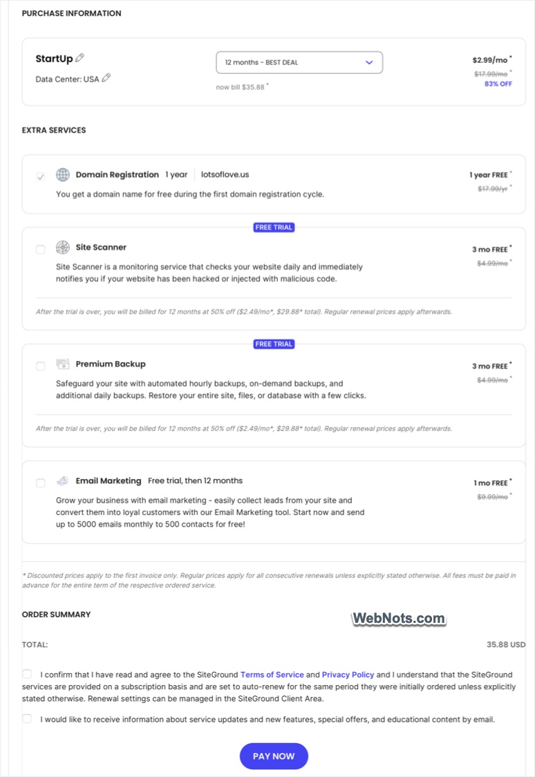 Finish Hosting Purchase