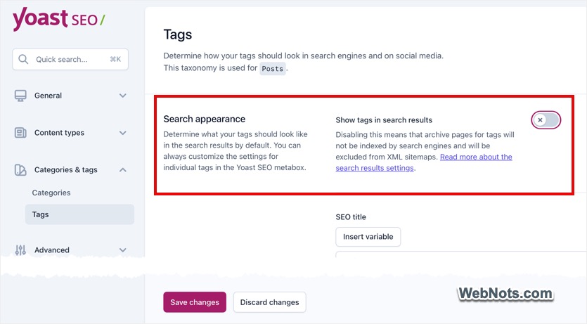 Hide Tags Sitemap