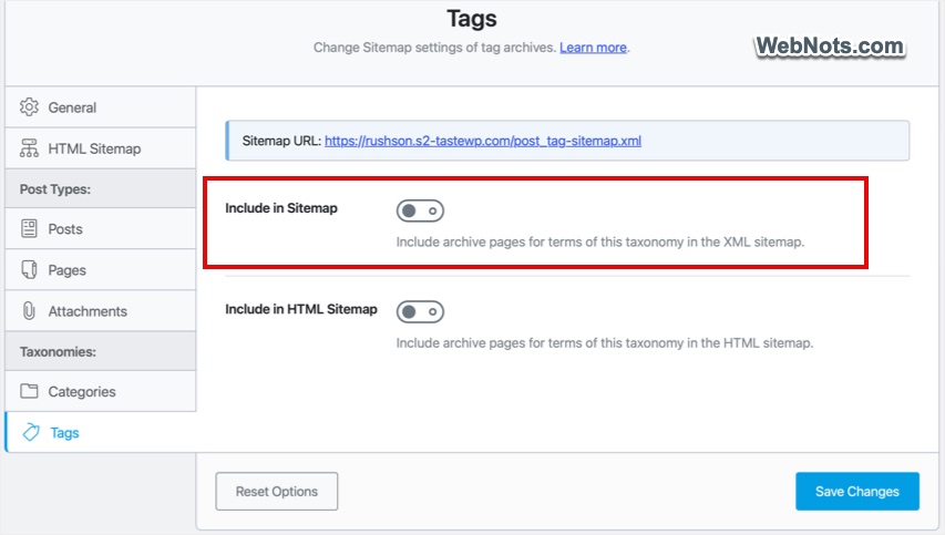 Include Tag Sitemap in Rank Math