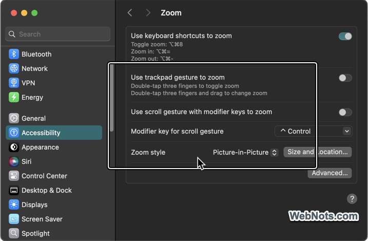 Mac Zoom Function