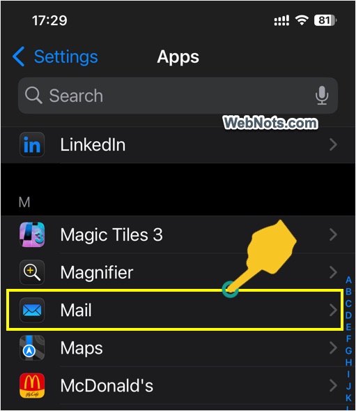 Open Mail Settings