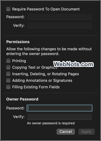 Owner Password and Opening Password
