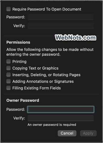 Password for PDF Permissions and Opening