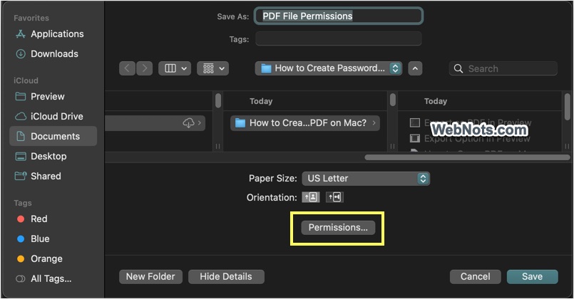 Permissions Option