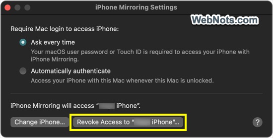 Revoke iPhone Access