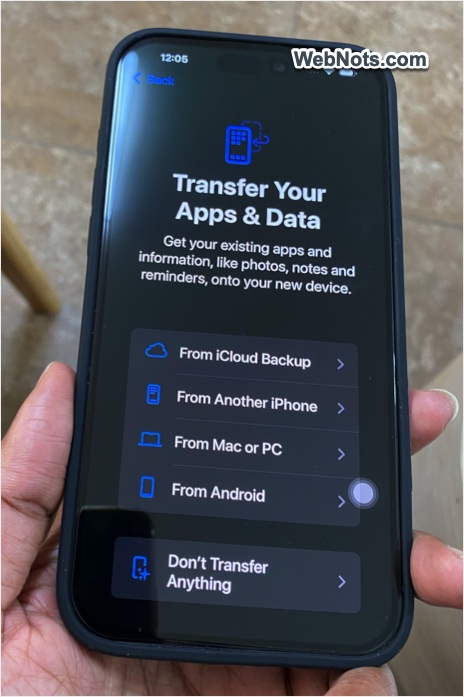 Select Option to Transfer