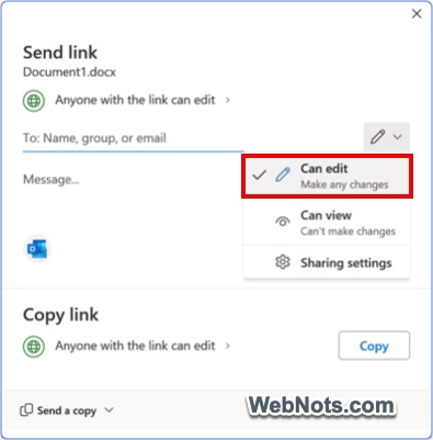 Share Link for Editing Document