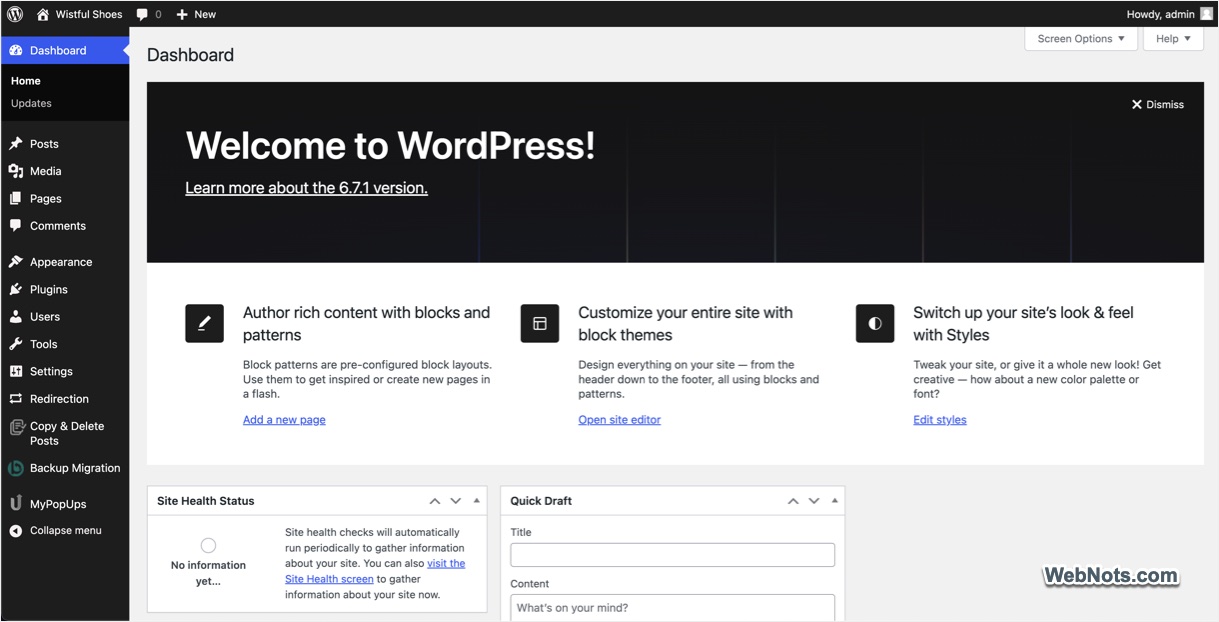 WordPress Dashboard