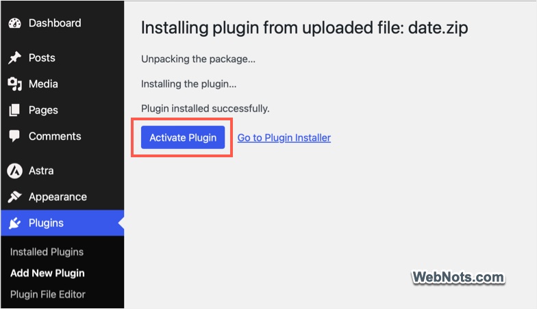 Activate Custom Plugin