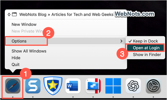 Add Login Item from Dock