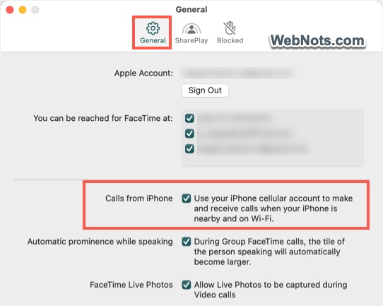 Allow Calls from iPhone in Mac FaceTime