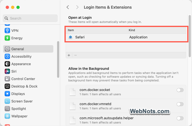 App Added to Login Items List
