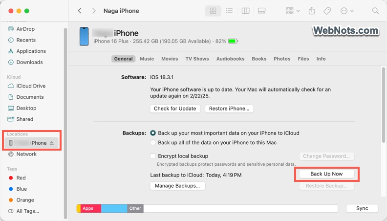 Backup iPhone from Mac