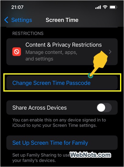 Change Screen Time Passcode