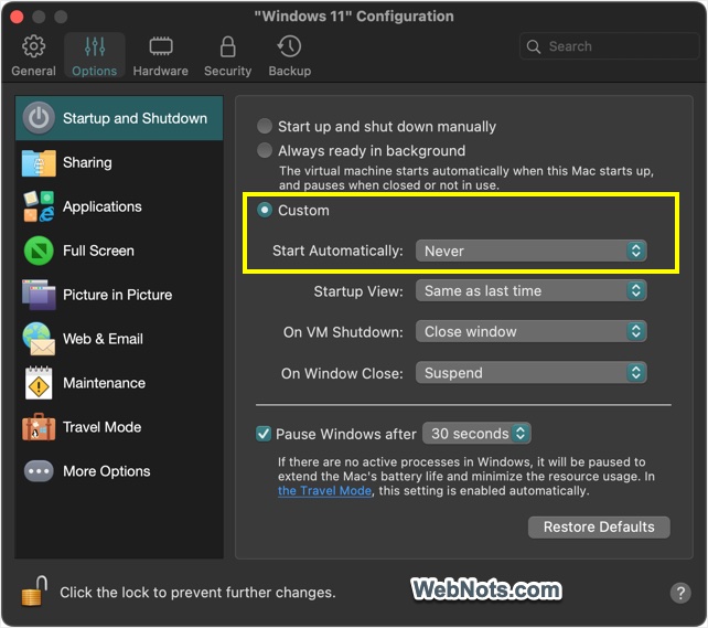 Change Startup Options