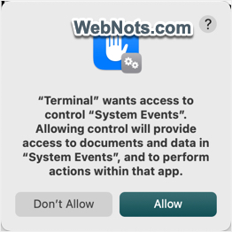 Confirm Terminal Access