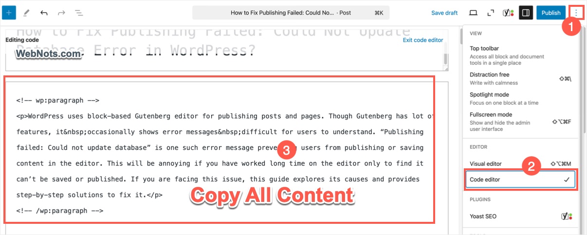 Copy All Content from Code Editor