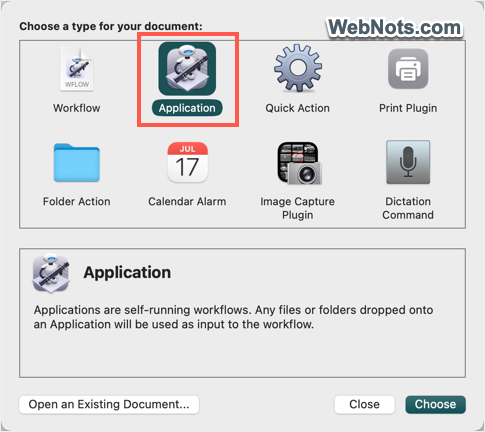 Create Application in Automator